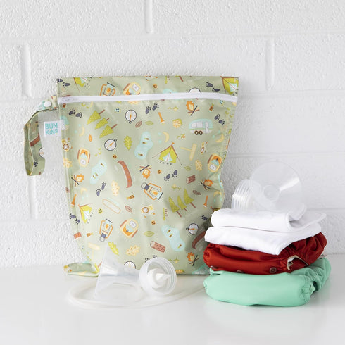 Bumkins Waterproof Wet Bag for Baby, Travel, Swim Suit, Cloth Diapers, Pump Parts, Pool, Gym Clothes, Toiletry, Strap