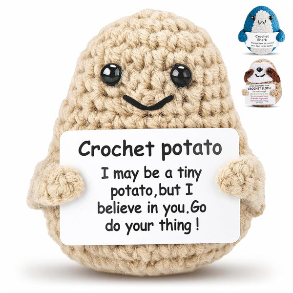 Crochet Potato Potato Stuffed Animal 3.14" x 2.36" with Yarn Texture, Includes
