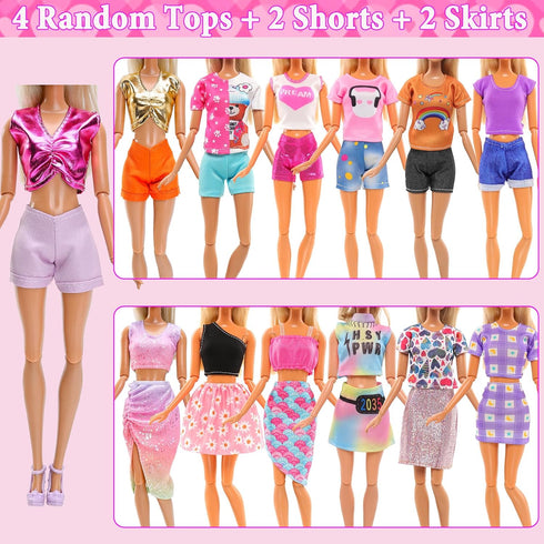 15 Set Doll Clothes for 11.5 Inch Doll Include 2 Sequins Dresses 6 Outfits Tops and Pant/Short/Skirts 7 Fashion Dresses for 11.5 Inch Fashion Dolls