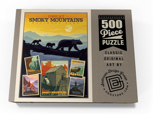 MyPuzzle Great Smoky Mountains National Park Collage Print, Vintage Poster, 500 Piece Jigsaw Puzzle
