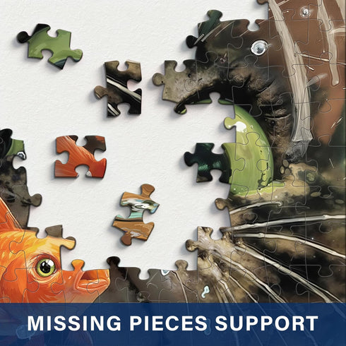 1000 27.56 19.68 Inches, Curious Cat Fish Jigsaw Puzzles Pieces for Adults -Challenging Funny Kitten Terrified Fish