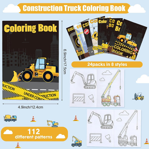 24 Clabby Pieces Construction Trucks Coloring Book Construction Birthday Party Favors Building Coloring Book Including