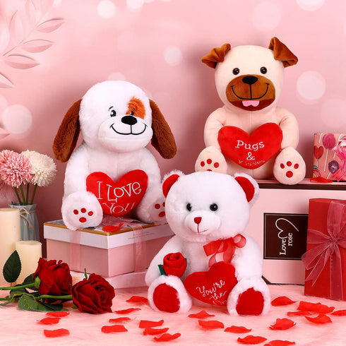 Sumind 10 Inch Valentine Bear Plush, Cute Heart Holding Soft Toy Gift