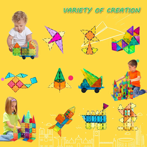 Bmag Magnetic Tiles, 100PCS Magnet Building Blocks for Kids, STEM Educational Learning Toy