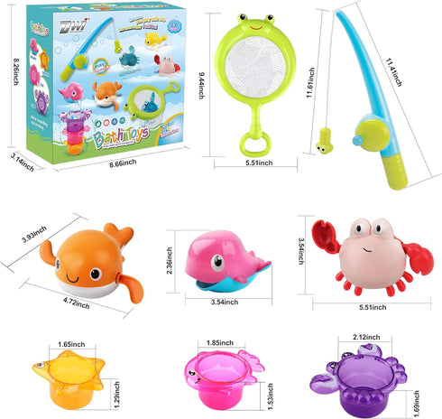 Dwi Dowellin Bath Toy for Toddlers, Floating Mold Free Swimming Toys and Stacking Cups