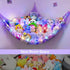 Stuffed Animals Net or Hammock, Kids Toy Storage Organizer with LED Light, Hanging Corner Holder for Girls Room Decor