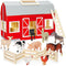 Farm Animals Toys for 3+ Year Old Toddlers, Big Wooden Barn Farm Playset with Figures, Educational Learning Toys, Ideal
