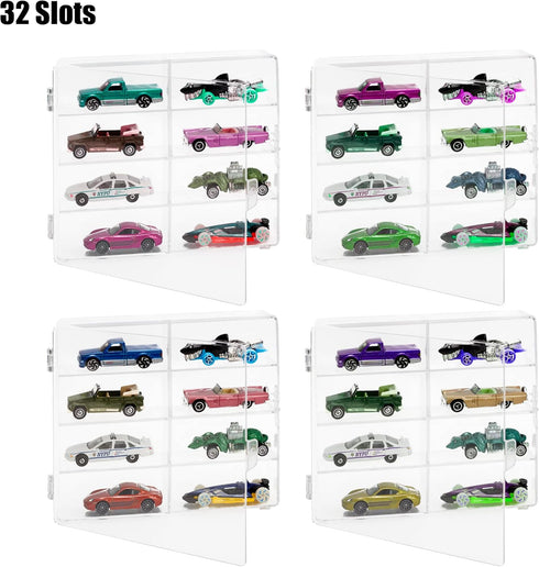 32 KISLANE Acrylic Display Case for Toy Cars & Matchbox Cars - Slots (Extra Large)