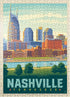 MyPuzzle Nashville Skyline - Summer On The Riverfront Vintage Poster, Premium 500 Piece Jigsaw Puzzle