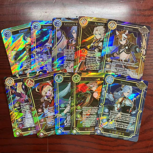60PCS TCG Deck Cards, 55PCS Ultra Rare Cards, 5 Random UTR, Gilded Text English Version, Kamisato Ayaka ZhongLI