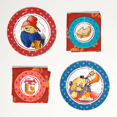 YOTTOY Paddington Bear Collection, 14-Piece Kids Tin Tea Set with Illustrations & Sturdy Carrying Case