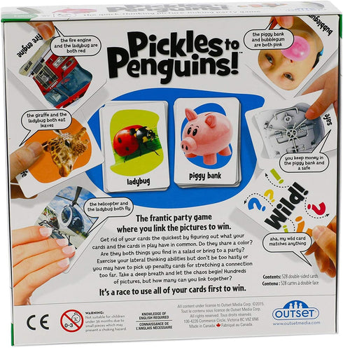 Outset 8+) Media - Pickles to Penguins Family Card Game - Quick Thinking, Crazy Picture Connection, Matching Game (Ages