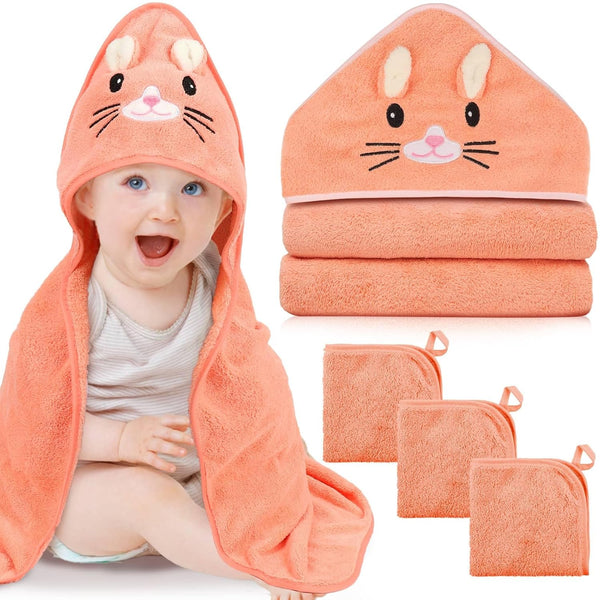 Sublaga 4 PCS Hooded Baby Towels, Soft Baby Towel, Absorbent Baby Bath Towel,