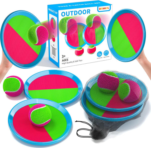 Bennol Toss and Catch Ball Game, Outdoor Toys for Kids with 2 Paddles, 2 Balls, Storage Bag for Outside Games