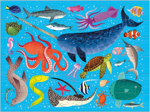 Mudpuppy Ocean Life Puzzle to Go, 36 Pieces, 12 x 9” – Travel-Friendly for Kids Age 3+