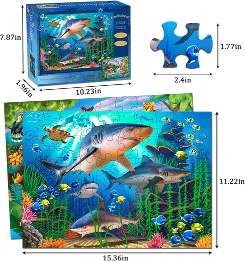 Puzzles for Kids Ages 4-8 – 2 Packs of 60 Pieces Puzzles for Ages 3-5 and 6-8 – Educational Ocean & Forest Animals Toys