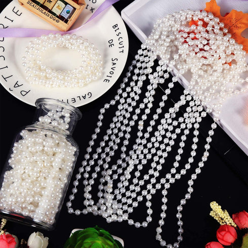 Hicarer 24 Pcs White Faux Pearl Necklaces, Bulk White Beaded Necklaces 31.5 Inch for Women Girls