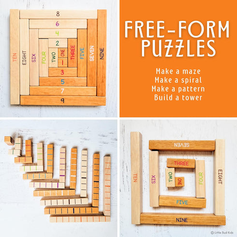 LITTLE BUD KIDS House of Number Buddies Math Game - Number Bonds Math Toy with Rods and Flash Cards for Ages 4-8