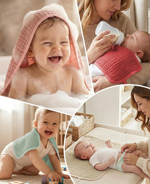 TRYISDICDVC 14Pack 100% 20"X10" Muslin Baby Burp Cloths Cotton Soft Absorbent Quick Drying Newborn Drool Baby Face