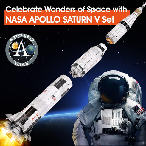 NASA Apollo Saturn V 3D Puzzles - Rocket Ship Building Kit for Kids Ages 8-14, Space Exploration Crafts, 136 Pieces