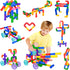FUBAODA STEM Learning Pipe Tube Toys, 96 Pcs Multicolor Building Blocks Set with Wheels, Spouts & Joints for Kids Ages