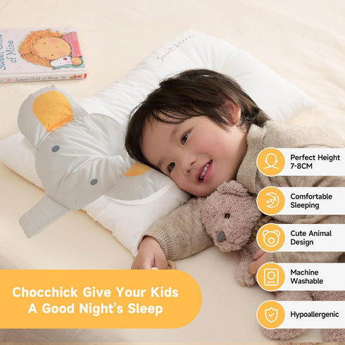 Pillow,20X12Inches Choc chick Toddler Machine Washable Soft Hypoallergenic Kids Pillows,Child Cute Animal Design