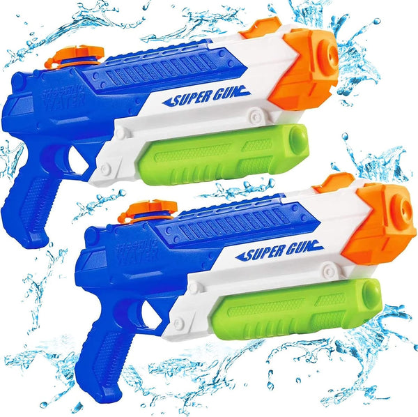 Water Guns for Kids, Summer Soaker Squirt Guns, Outdoor Toy for Ages 3 and Up, 2 Pack (1000cc Blue)