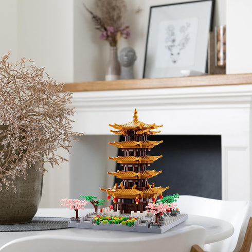 Chinese Architecture Ancient Famous Collectible Micro Building Blocks Set for Adults, 2200PCS Creative Model - Yellow