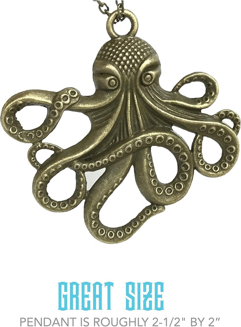 UMBRELLALABORATORY Steampunk Octopus Necklace | Victorian goth Style jewellery, Antique Finish Handmade Pirate costume Accessory gothic emo punk jewelry