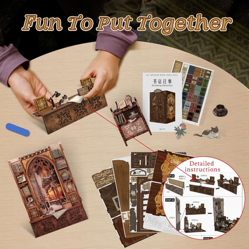 Cutefun Book Nook Kit, Dollhouse Miniature Kit for Bookshelf Insert Decor Crafts for Adults, Halloween