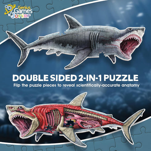 100-Piece 4-8, 3-5, 8-10 Shark Animal Anatomy Floor Puzzle | Double Sided Jigsaw Puzzle | Large Floor Puzzles for Kids