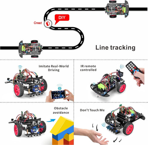 OSOYOO Model 3 Robot Car DIY Starter Kit for Arduino, Remote Control App, Educational Motorized Robotics, IOT Coding