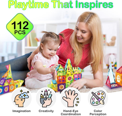 ST4 112 3D 4-8, 3-5 Contixo Magnetic Tiles - PCs Building Blocks STEM Construction Creativity, Imagination