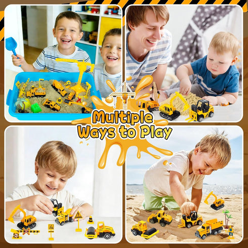 15 Inch 2.2lbs 6Pcs 3-8 Sensory Bin, Toddler Construction Sandbox Play Sand Art Kits with Magic Sand, Molds, Shovel
