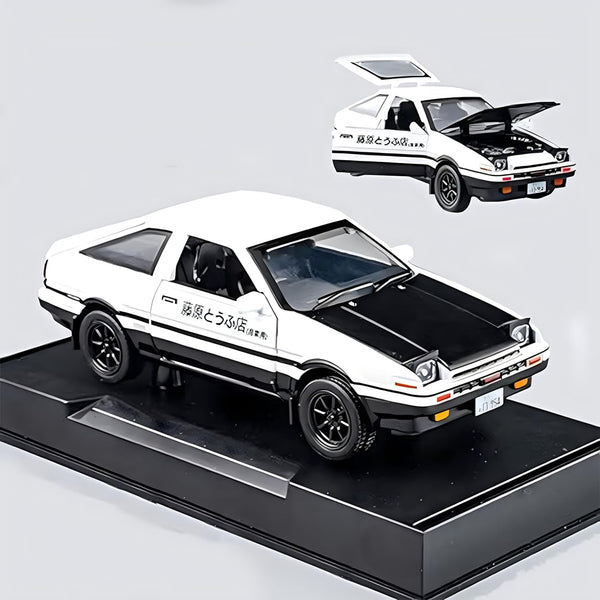 Initial D Toyota Trueno AE86 Alloy Diecast Car Model, Pull Back Sports Car Toys for Kids and Adults (Black-Type A)