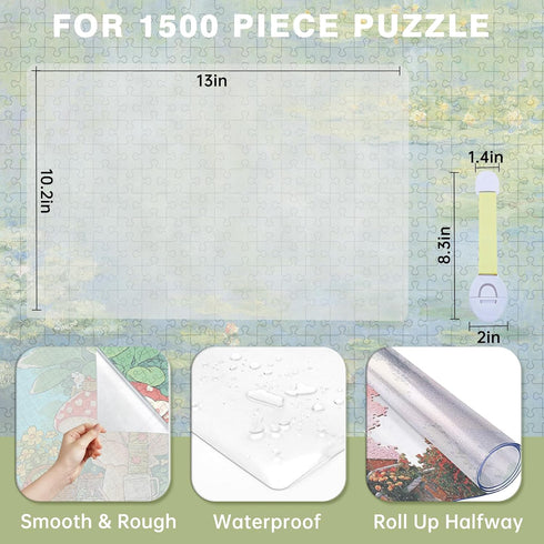 XGKHOM 1500 34"x26" Pieces Puzzle Board Cover Mat, Jigsaw Puzzle Table Cover with Locking Buckles, Transparent