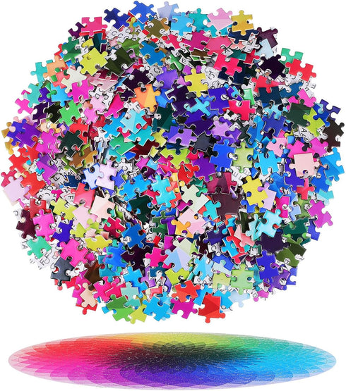 Vaguelly 1000 Piece Jigsaw Puzzle - Gradient Color Changing Rainbow Circle Puzzle for Adults & Teens