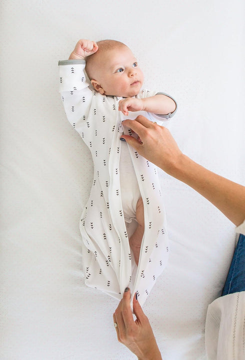 SwaddleDesigns Transitional Swaddle Sack - Arms Up Half-Length Sleeves, Medium, 3-6 Months, Tiny Hedgehogs