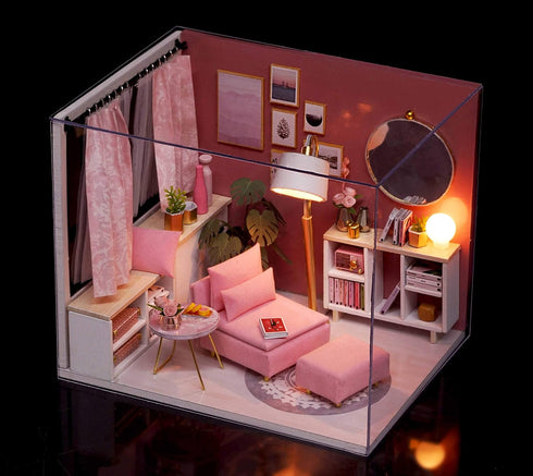 Flever Miniature DIY Dollhouse Kit with Furniture and Cover, Romantic Valentine's Gift (Love You Forever)