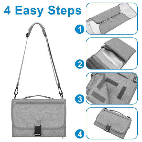 Accmor Waterproof Travel Baby Changing Mat - Grey, Portable Diaper Changing Pad for Newborns