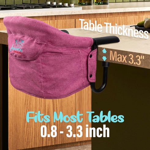 6-36 Hook On High Chair - Portable & Foldable for Babies Months, Family & Travel Use with Carry Bag(Rose Red)