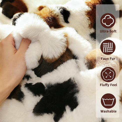 Fruaros 40x50 Cozy Cow Print Faux Fur Baby Blanket Fluffy Cow Bubbles Blanket, Ultra Soft Rabbit Faux Fur Throw