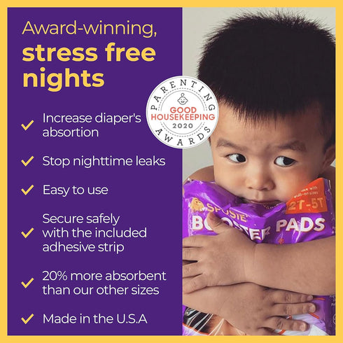 2T-5T, 28 Sposie Diaper Booster Pads with Adhesive, fits Diaper Sizes Baby Diaper Pads Inserts Overnight, Diaper Liners