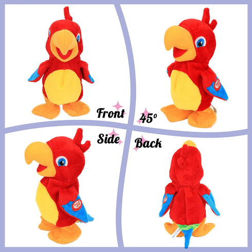 Hopearl Talking Parrot Toy, Interactive Animated Plush Buddy that Repeats What You Say, 8''