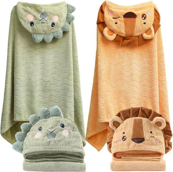 kmilro Toddler Towels with Hood for Boys Girls 0-6 Years 2-Pack Hooded