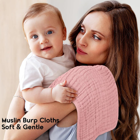 100% 20''X10'' 12 Pack Unnivoll Muslin Burp Cloths for Baby Cotton Burping Cloths for Boys Girls Large Extra Soft