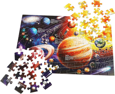 100 Piece Solar System Space Kids Jigsaw Puzzles for Ages 4-10 - Educational Science Toys