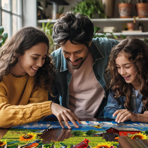 500 18"x24" White Mountain Piece Jigsaw Puzzle Spring Flower Bird Puzzles with Large Pieces Gift for Adults and Family