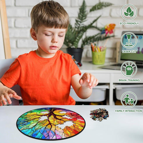 500 Adults,5MM (16.5"*16.5") Ruikiyart Colorful Tree Piece Puzzles for Tree of Life Wooden Jigsaw Puzzles, Tree Puzzle