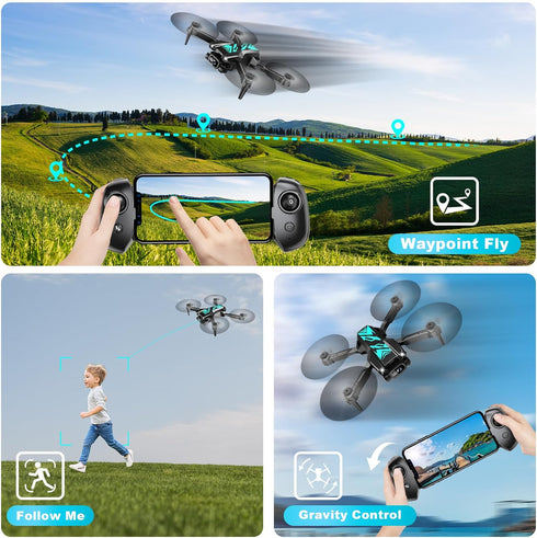 Mini Drone with Camera for Beginners, 1080P FPV Foldable Drone with Stable Altitude Hold and 2 Batteries